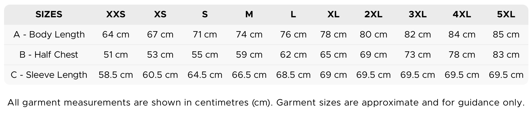 adult training hoodie UK  Size Chart